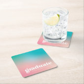 ソルベットグラデーション卒業パーティー スクエアペーパーコースター (インサイチュ)