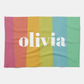 ソルベットレインボーカラー名前をカスタムするサマー キッチンタオル (横)