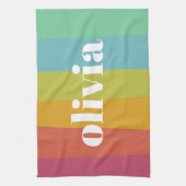 ソルベットレインボーカラー名前をカスタムするサマー キッチンタオル (縦)