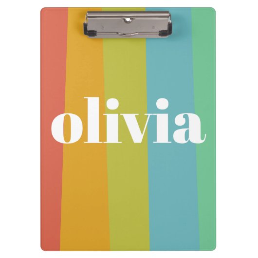ソルベットレインボーカラー名前をカスタムするサマー クリップボード (正面)