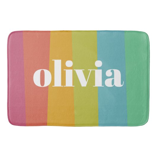 ソルベットレインボーカラー名前をカスタムするサマー バスマット (正面)