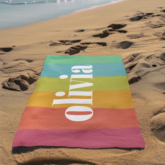 ソルベットレインボーカラー名前をカスタムするサマー ビーチタオル