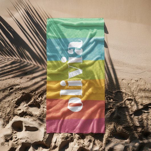 ソルベットレインボーカラー名前をカスタムするサマー ビーチタオル