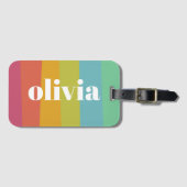 ソルベットレインボーカラー名前をカスタムするサマー ラゲッジタグ (正面横)