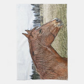 ソレルホースポートレートアウマ科のートイラストレーション キッチンタオル (縦)