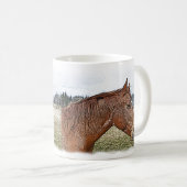 ソレルホースポートレートアウマ科のートイラストレーション コーヒーマグカップ (正面右)