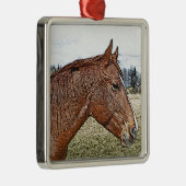 ソレルホースポートレートアウマ科のートイラストレーション メタルオーナメント (右)