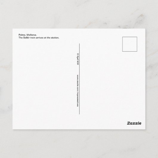 ソレレ列車はマヨルカ州パルマに到着する。 ポストカード (裏面)