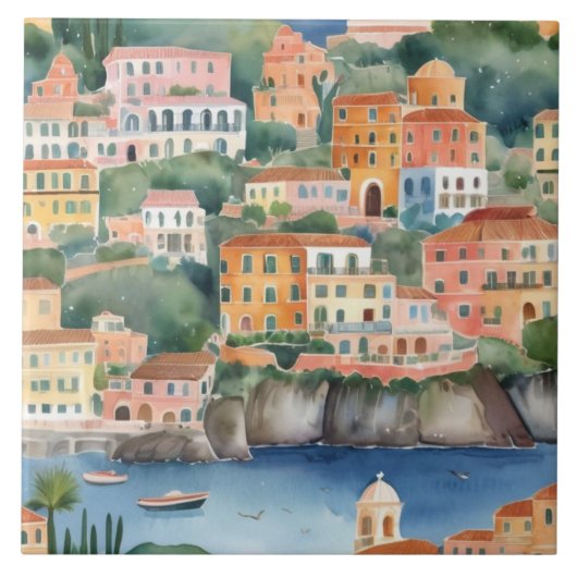 ソレントイタリアンイタリアカラフルコースト水色 タイル (正面)