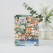 ソレントイタリアンイタリアカラフルコースト水色 ポストカード (スタンド正面)