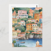 ソレントイタリアンイタリアカラフルコースト水色 ポストカード (正面/裏面)