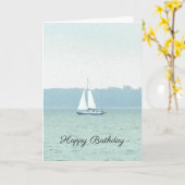 ソレント海峡の帆船の誕生日カード カード (黄色い花)