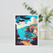 ソレント・イタリアアートヴィンテージ旅行イラストレーション ポストカード (スタンド正面)