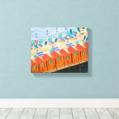 ソレントItalyブルーオレンジビーチカバナス キャンバスプリント (インサイチュ (ウッドフロア))