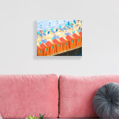 ソレントItalyブルーオレンジビーチカバナス キャンバスプリント (インサイチュ (リビング))