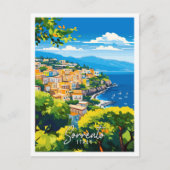 ソレントItalyヴィンテージ旅行イラストレーション ポストカード (正面)