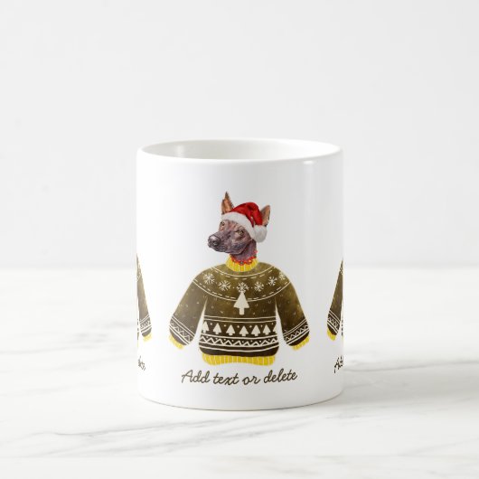ソロイツクイントル醜いセーターを着てクリスマスドッグ恋人 コーヒーマグカップ (中央)