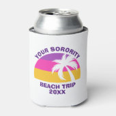 ソロティカスタムービーチトリップピンクパームツリートロピカル 缶クーラー (缶正面)