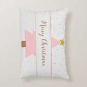 ソロピンクのクリスマスツリーとゴールデンスター アクセントクッション (正面(垂直))