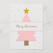 ソロピンクのクリスマスツリーとゴールデンスター エンクロージャーカード (正面)