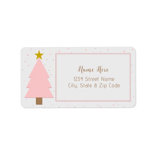 ソロピンクのクリスマスツリーとゴールデンスター ラベル (正面)