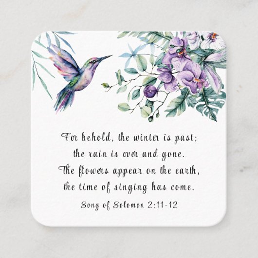 ソロモンの歌2:11-12ハミングバードの花 スクエア名刺 (正面)