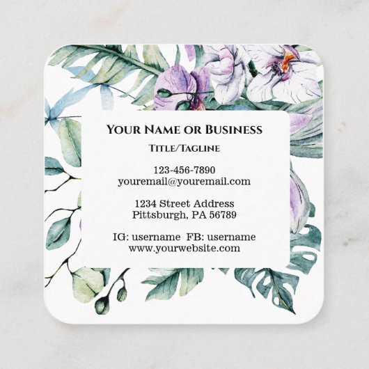 ソロモンの歌2:11-12ハミングバードの花 スクエア名刺 (裏面)