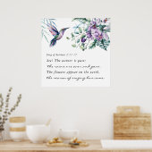 ソロモンの歌2:11-12ハミングバード花バイブル ポスター (キッチン)