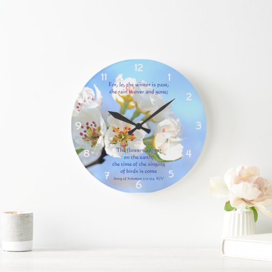 ソロモンの歌2:11-12a花が現れる ラージ壁時計 (ホーム)