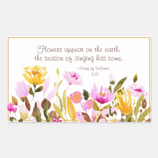 ソロモンの歌2:12花は地上に現れる 長方形シール (正面)