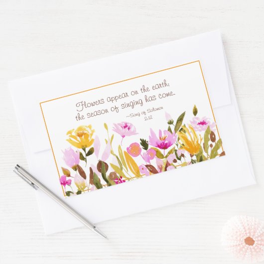 ソロモンの歌2:12花は地上に現れる 長方形シール (封筒)