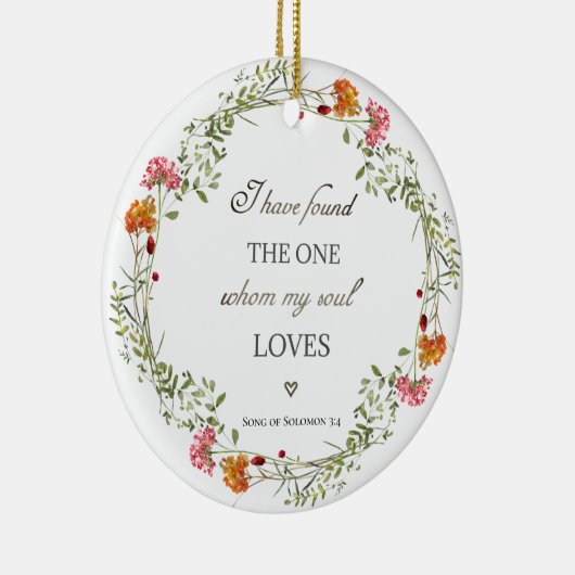ソロモンの歌3:4聖書の聖句フローラリース セラミックオーナメント (右)