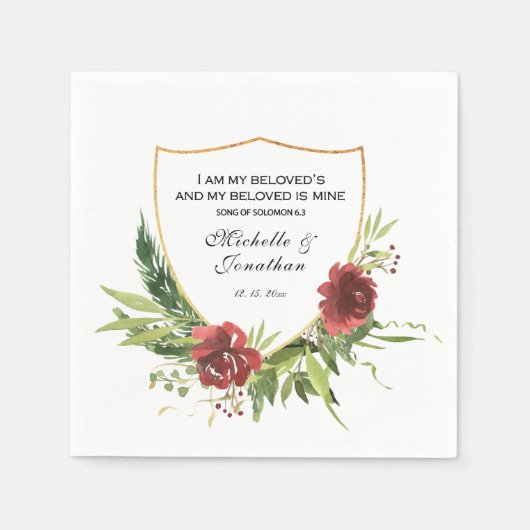 ソロモンの歌6:3わたしは愛する者の歌結婚である スタンダードカクテルナプキン (正面)