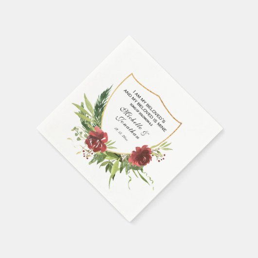 ソロモンの歌6:3わたしは愛する者の歌結婚である スタンダードカクテルナプキン (角)