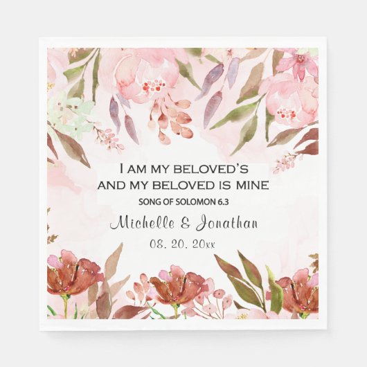 ソロモンの歌6:3私は愛するピンクのフローラ スタンダードランチョンナプキン (正面)