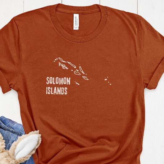 ソロモン島の国の地図ラインのシェイプ縁どランド Tシャツ
