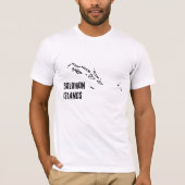 ソロモン島の国の地図ラインのシェイプ縁どランド Tシャツ (正面)