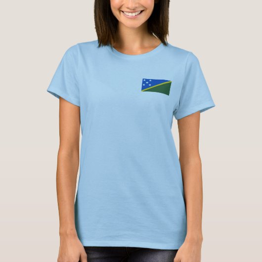 ソロモン諸島の旗と地図のTシャツ Tシャツ (正面)