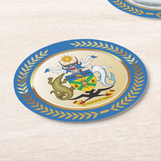 ソロモン諸島コート・オブ・アームズ ラウンドペーパーコースター (アングル)