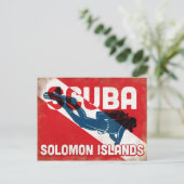 ソロモン諸島スキューバダイバーブルーレトロ ポストカード (スタンド正面)