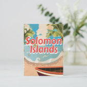 ソロモン諸島ヴィンテージ休暇ポスター ポストカード (スタンド正面)