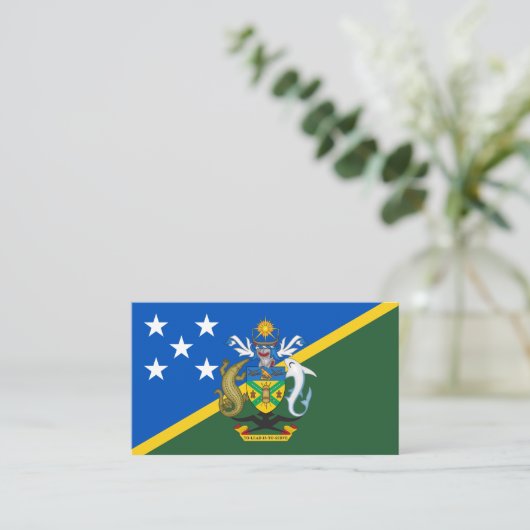 ソロモン諸島国旗とコート・オブ・アームズ 名刺 (スタンド正面)