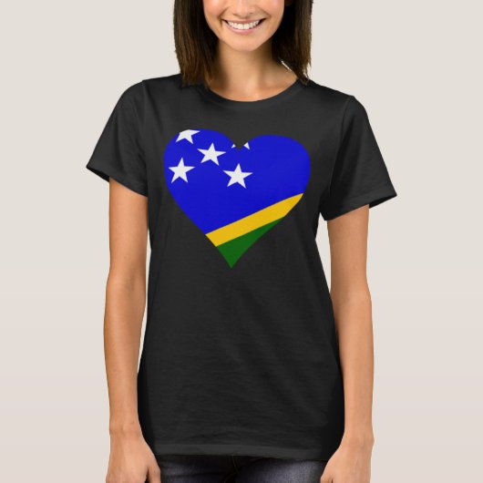 ソロモン諸島国旗ハートラブソロモン諸島 Tシャツ (正面)