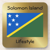 ソロモン諸島国旗+文字コースター コースター (正面)