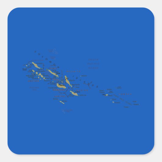 ソロモン諸島地図ステッカー スクエアシール (正面)