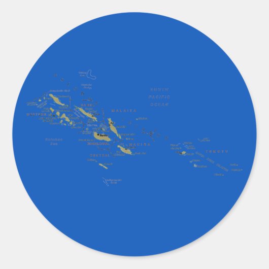 ソロモン諸島地図ステッカー ラウンドシール (正面)
