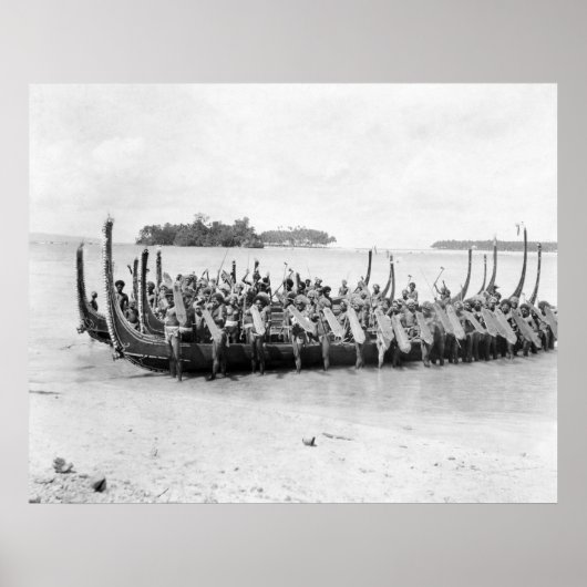 ソロモン諸島戦争カヌー， 1922 ポスター (正面)