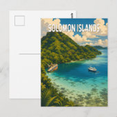 ソロモン諸島 イラスト 旅行 アート ビンテージ ポストカード (正面/裏面)