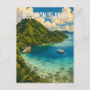 ソロモン諸島 イラスト 旅行 アート ビンテージ ポストカード