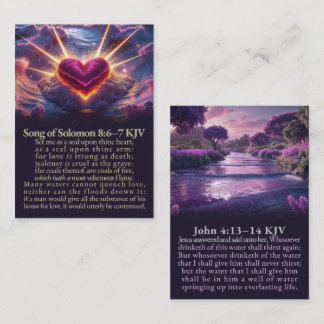 ソロモン8:6-7とヨハネ4:13-14 KJVカードの歌 名刺